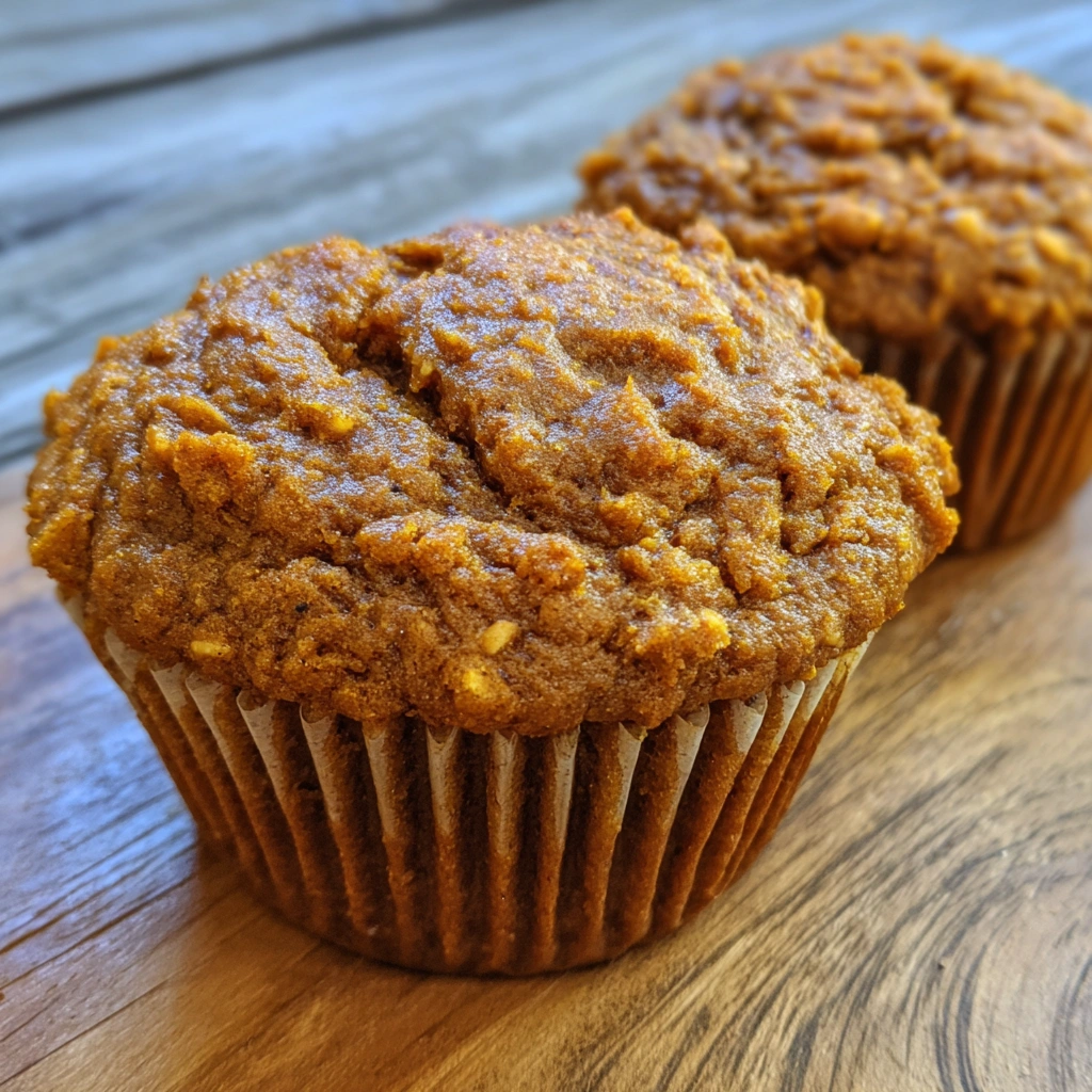 A batch of golden pumpkin muffins with chocolate chips on top.