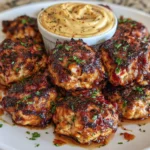 Apple Cider Turkey Meatballs with Maple Mustard Cottage Dip