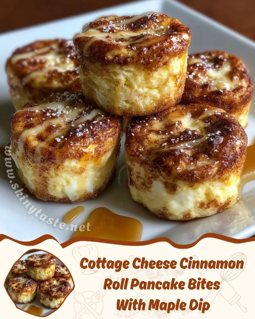 Cottage Cheese Cinnamon Roll Pancake Bites With Maple Dip 1