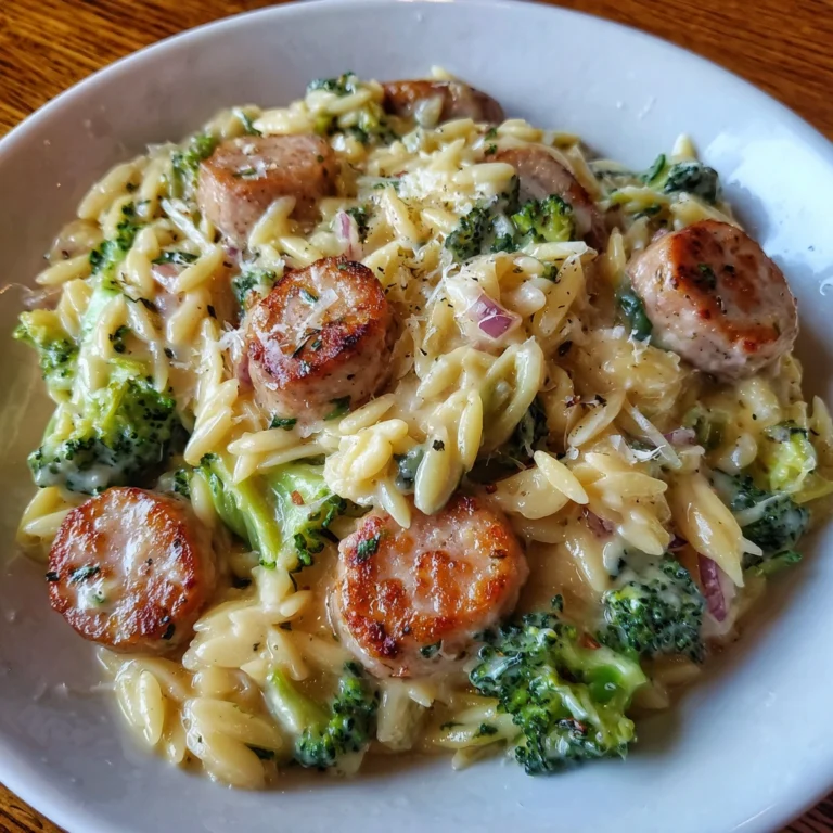 Creamy Chicken Sausage Orzo with Broccoli