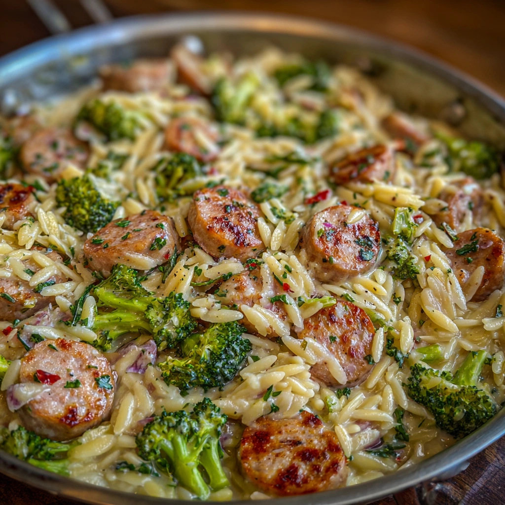 Creamy Chicken Sausage Orzo with Broccoli is 30 Easy Quick. 6 Creamy Chicken Sausage Orzo with Broccoli