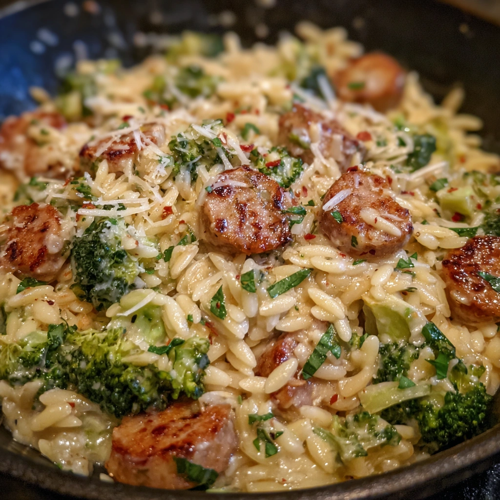 Creamy Chicken Sausage Orzo with Broccoli is 30 Easy Quick. 7 Creamy Chicken Sausage Orzo with Broccoli