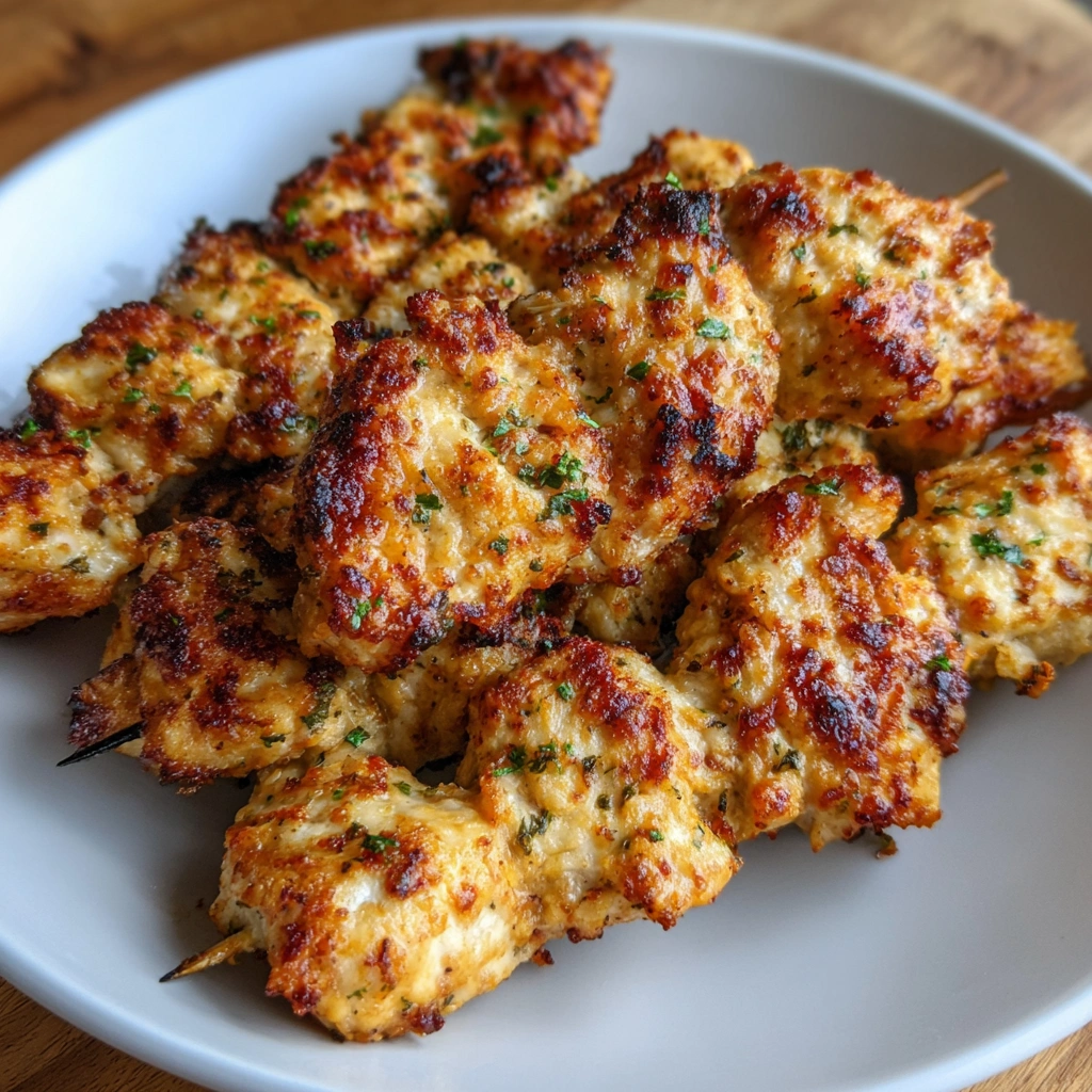 Crispy Air Fryer Garlic Parmesan Chicken Skewers: Irresistible 3x Cheesy 7 Crispy Air Fryer Garlic Parmesan Chicken Skewers