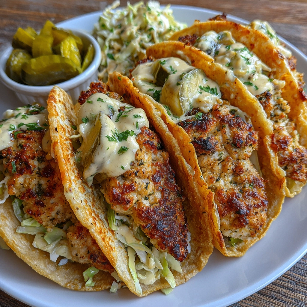 Dill Pickle Ranch Chicken Tacos with Crispy Cheese Lace 6 Dill Pickle Ranch Chicken Tacos with Crispy Cheese