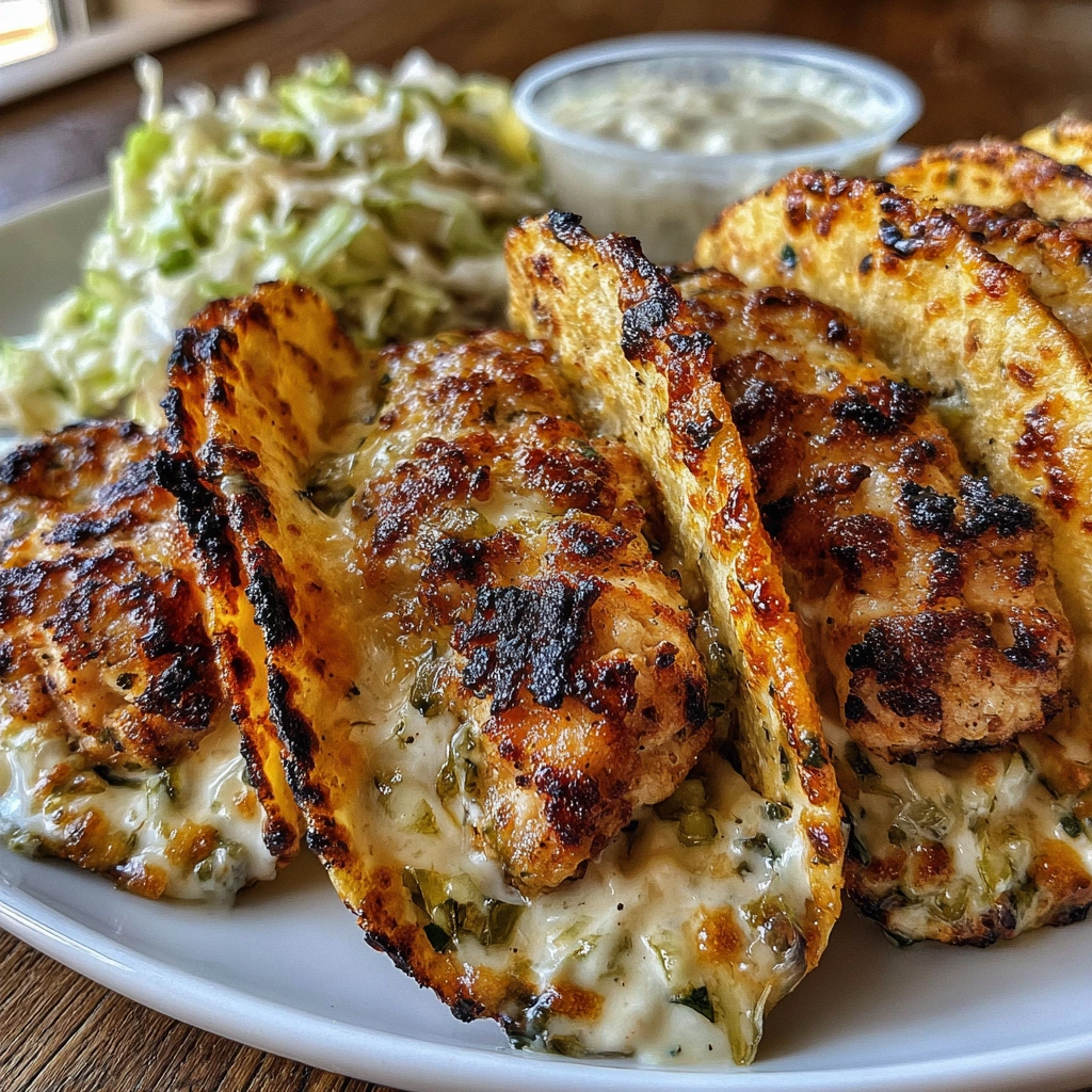 Dill Pickle Ranch Chicken Tacos with Crispy Cheese Lace 8 Dill Pickle Ranch Chicken Tacos with Crispy Cheese