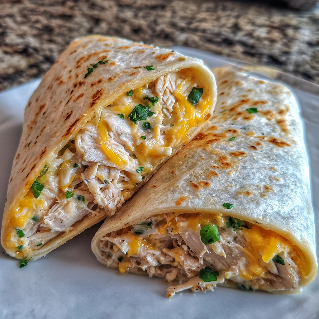 Melty Garlic Chicken Wraps with Cheese