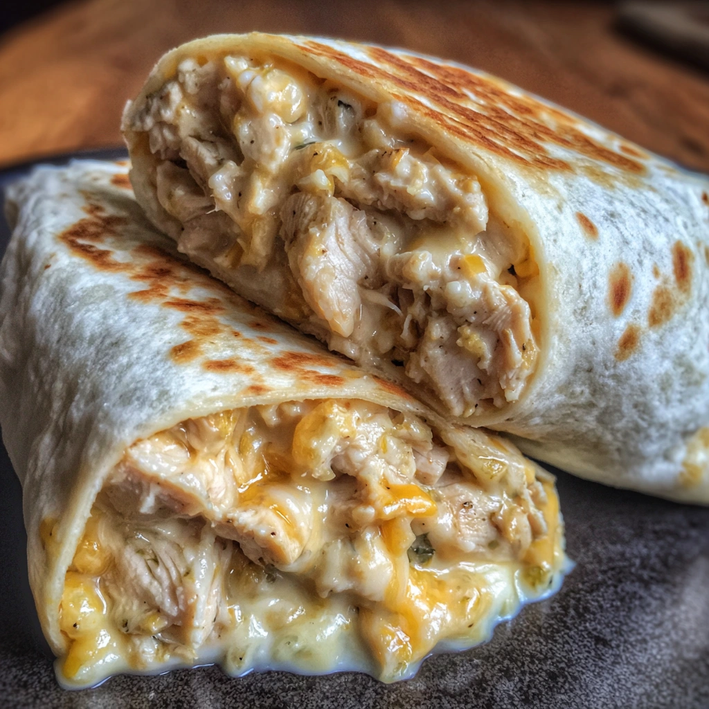 Melty Garlic Chicken Wraps with Cheese