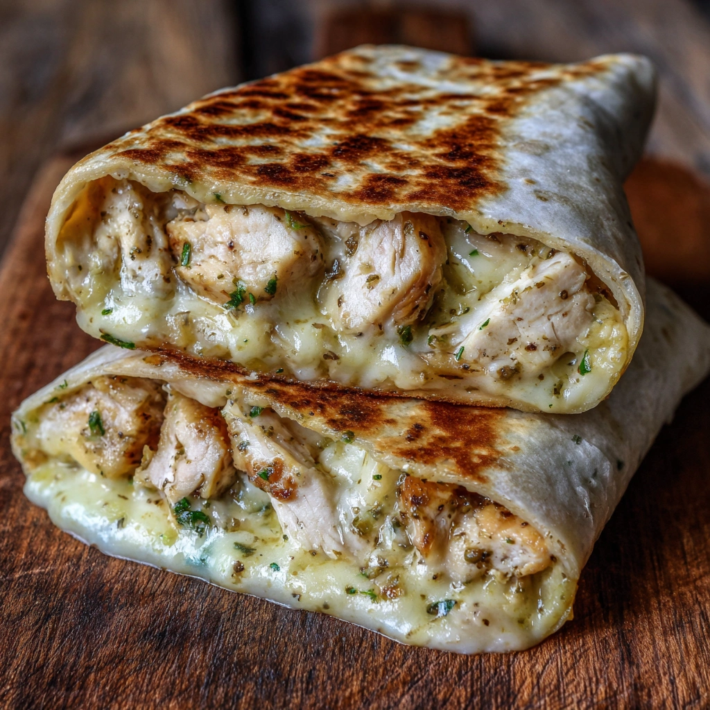 Melty Garlic Chicken Wraps with Cheese