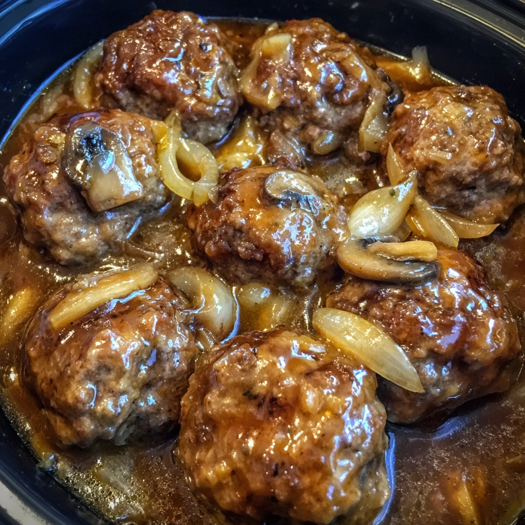 Slow Cooker Salisbury Steak Meatballs are 3 Easy Yum Wow. 6 Slow Cooker Salisbury Steak Meatballs