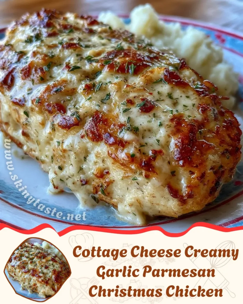 Cottage Cheese Creamy Garlic Parmesan Christmas Chicken