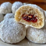 Raspberry Filled Almond Snowball Cookies