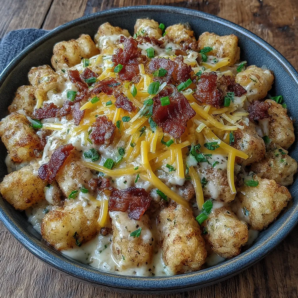 Tater Tot Breakfast Bowl with Sausage Gravy
