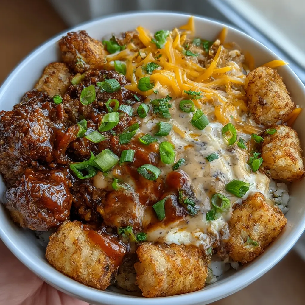 Tater Tot Breakfast Bowl with Sausage Gravy