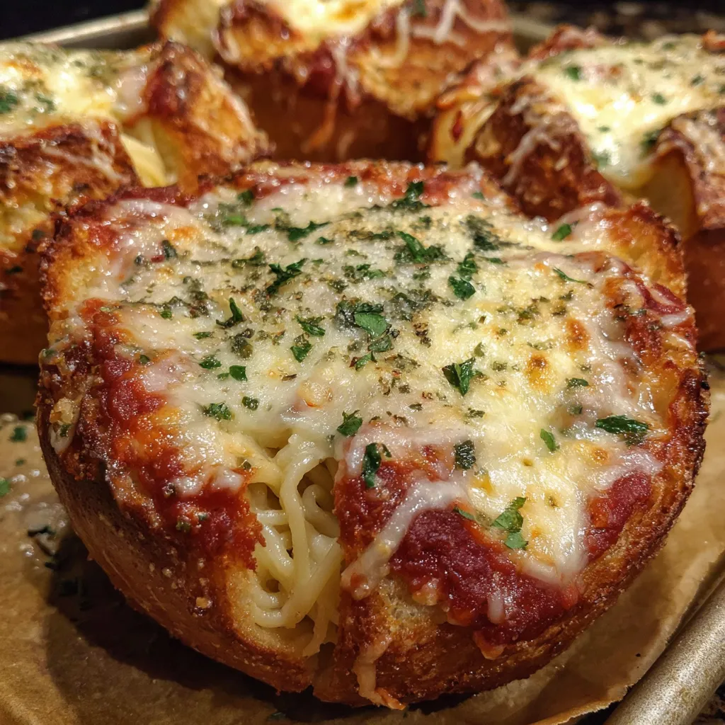 Spaghetti Garlic Bread Bowls: 7 Ultimate Delicious Easy. 2 Spaghetti Garlic Bread Bowls
