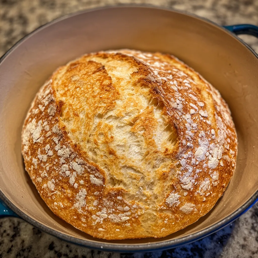 No Knead Dutch Oven Bread makes 3 Easy Crispy Bakery Loaves 7 No Knead Dutch Oven Bread