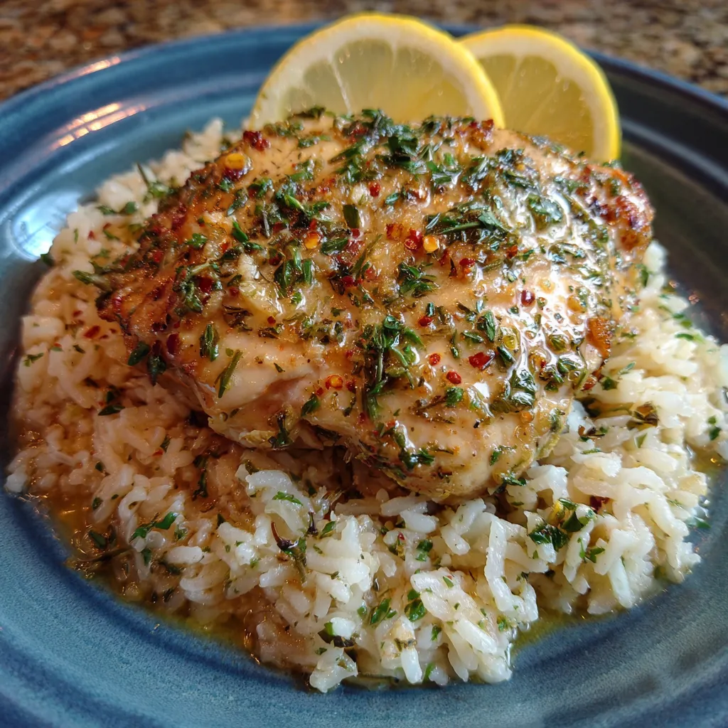 Slow Cooker Lemon Herb Chicken and Rice