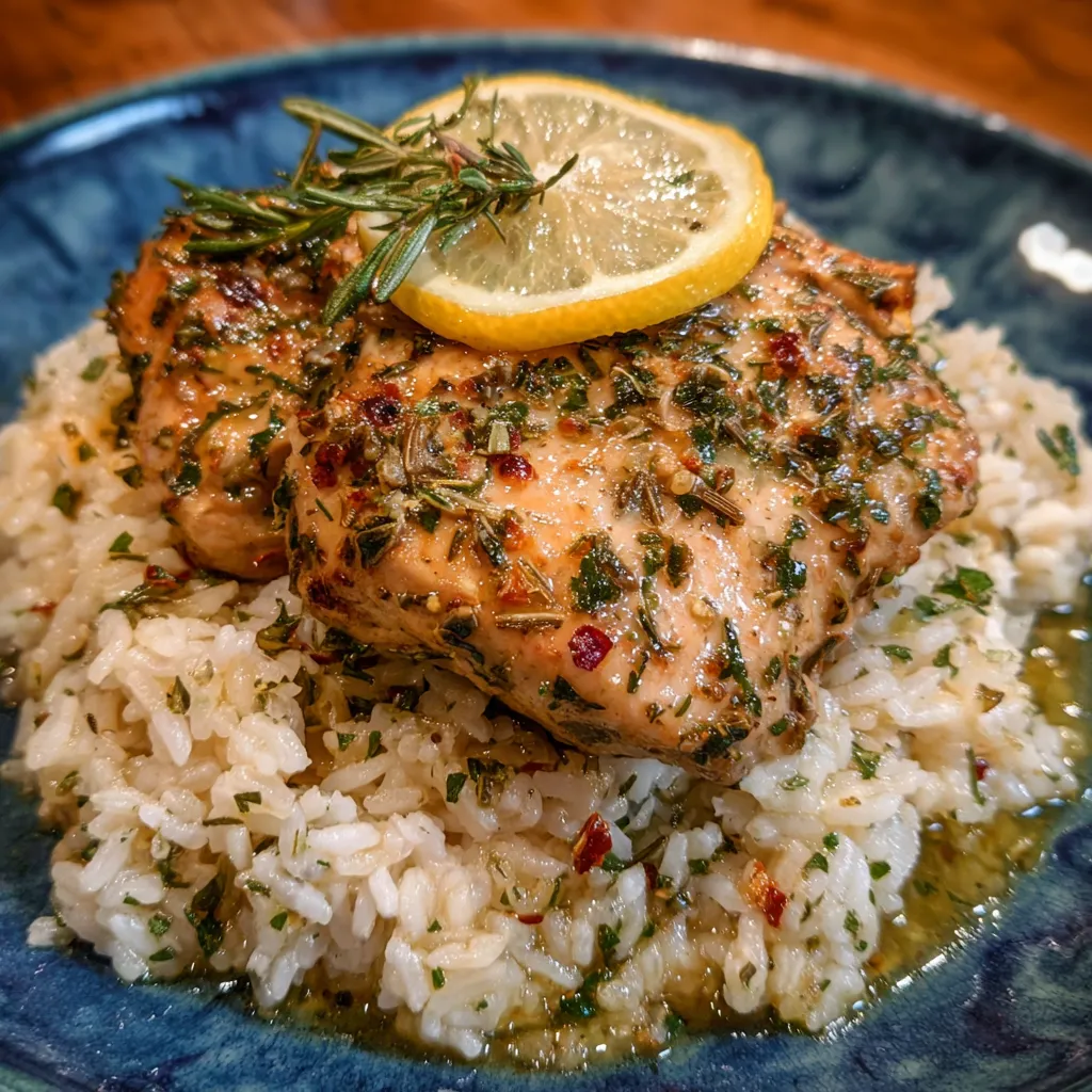 Slow Cooker Lemon Herb Chicken and Rice is 5 Easy Yum Fast.