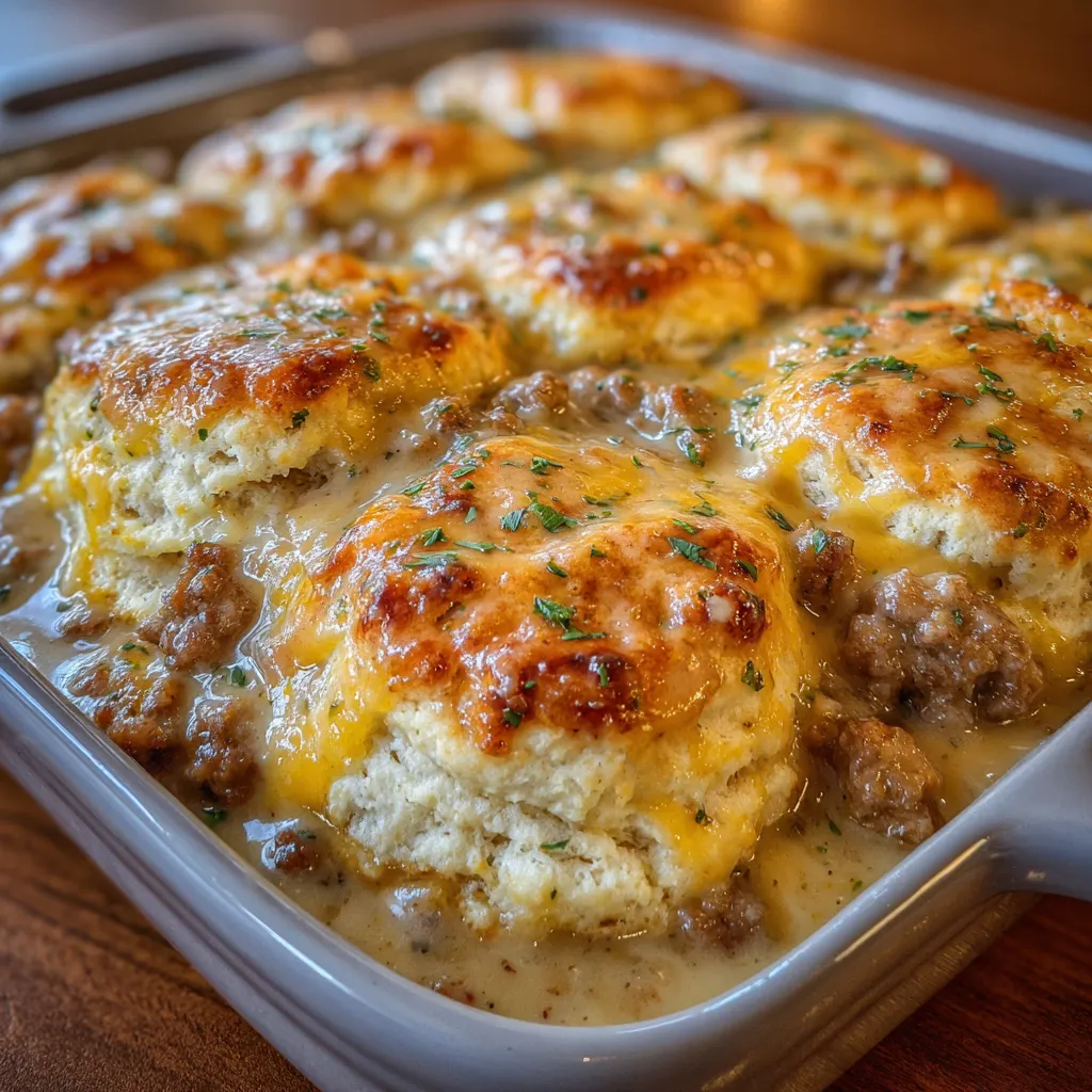 Biscuits and Gravy Casserole is Creamy Cozy Bold 1-Pan. 7 Biscuits and Gravy Casserole