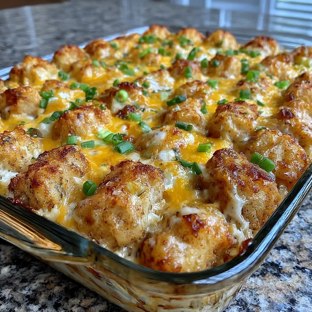 Cheddar Ranch Chicken Tater Tot Bake: easy, tasty wow 1pan. 7 Cheddar Ranch Chicken Tater Tot Bake
