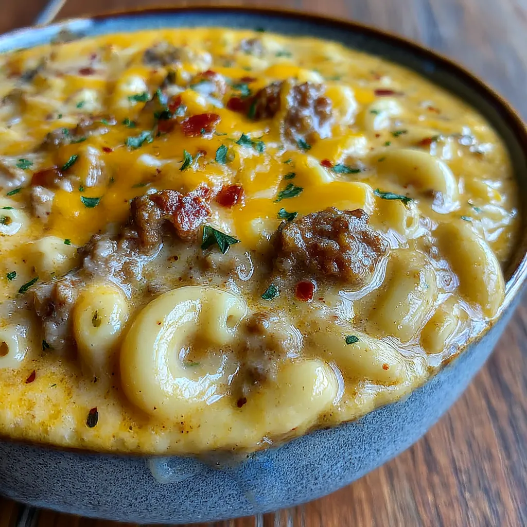 Cheeseburger Mac Soup delivers bold, creamy, tasty 5. 7 Cheeseburger Mac Soup