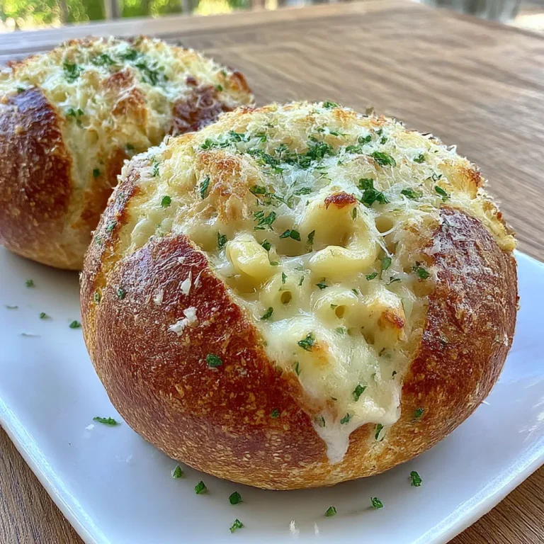 Chicken Alfredo Garlic Bread Bowls
