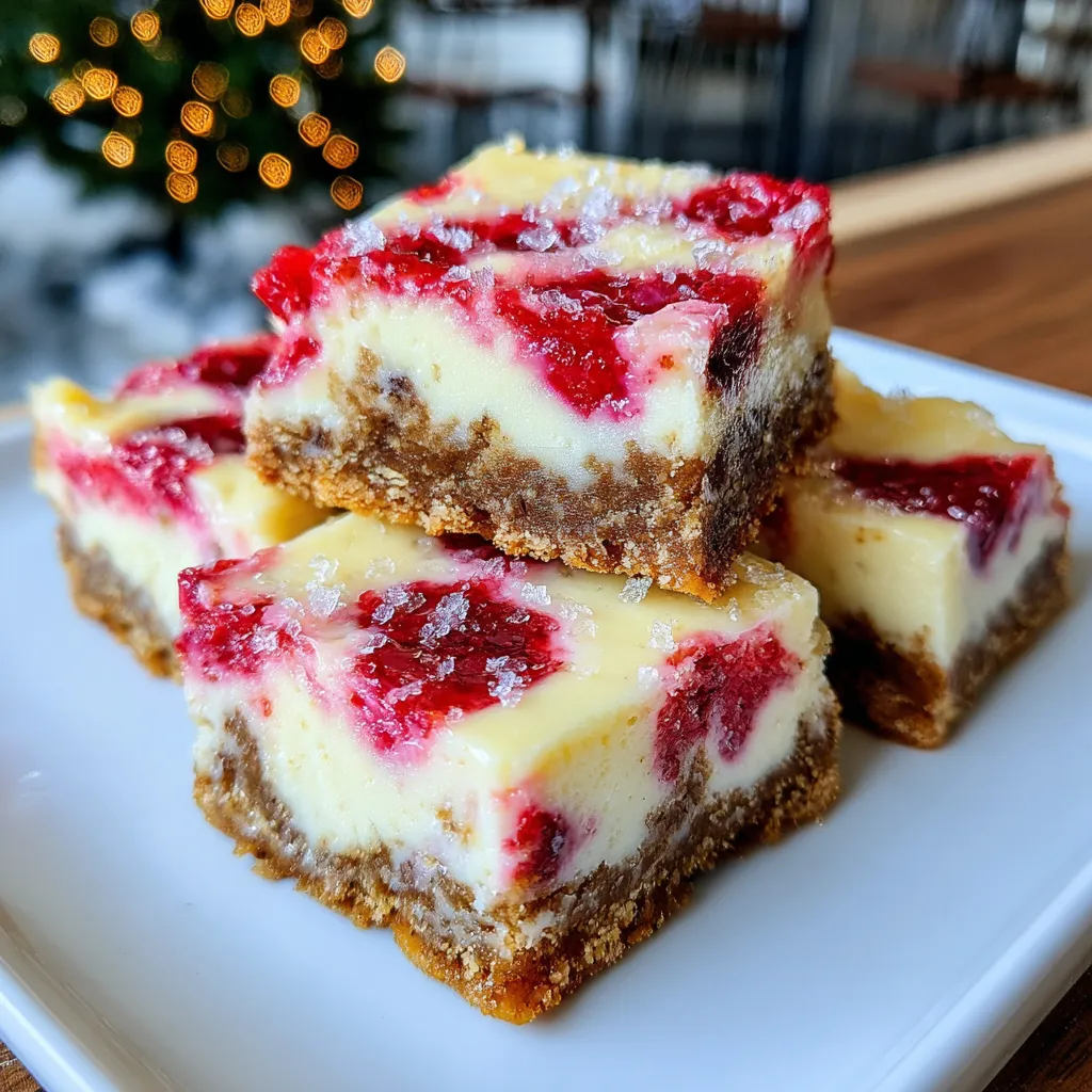 Christmas Raspberry Cheesecake Crinkle Bars