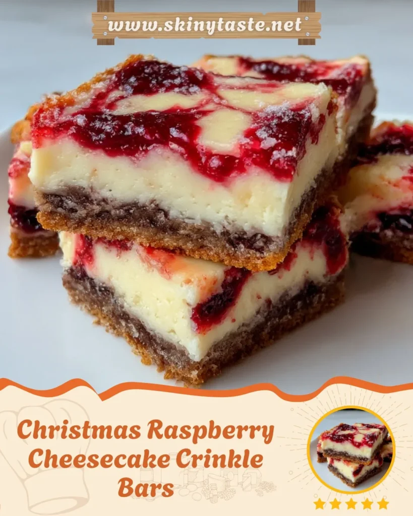 Christmas Raspberry Cheesecake Crinkle Bars