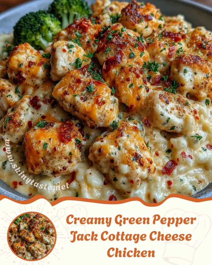Creamy Green Pepper Jack Cottage Cheese Chicken