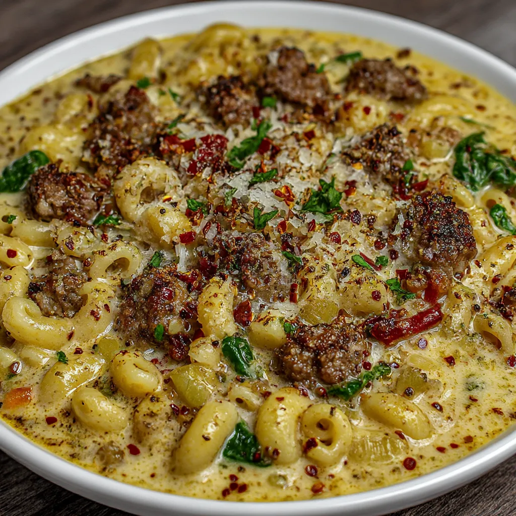 Creamy Parmesan Italian Sausage Ditalini Soup