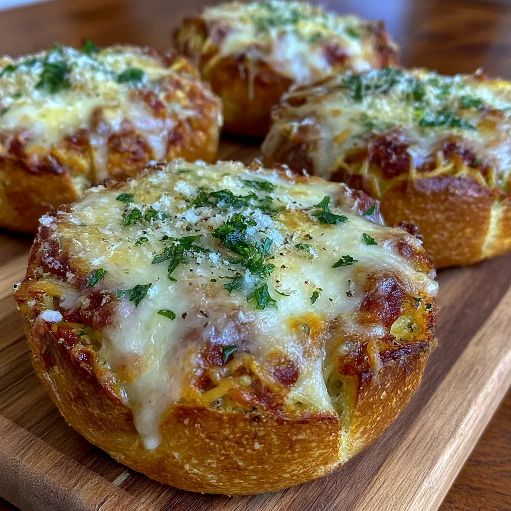 Easy Spaghetti Garlic Bread Bowls