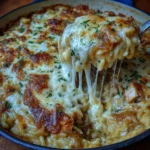 French Onion Chicken Orzo Casserole