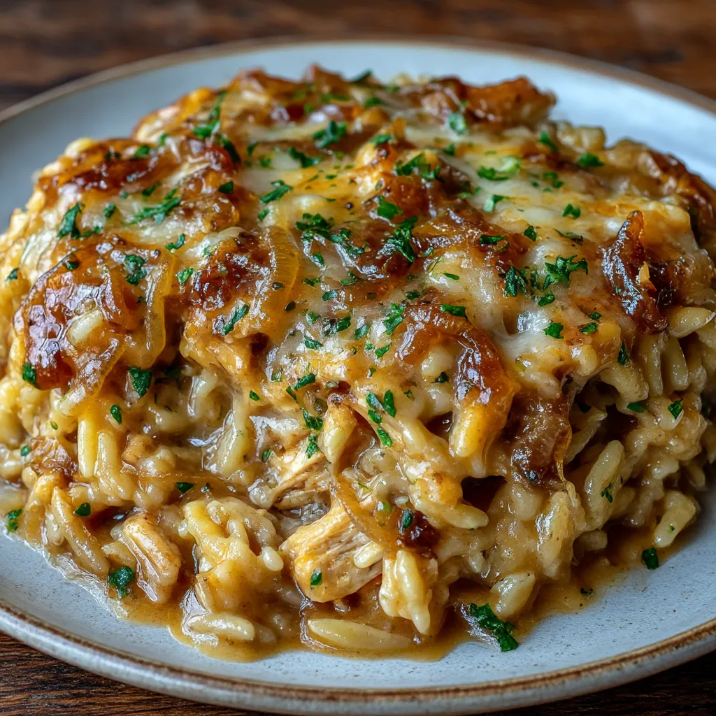 French Onion Chicken Orzo Casserole: 5 Cozy Creamy Easy Win 6 French Onion Chicken Orzo Casserole