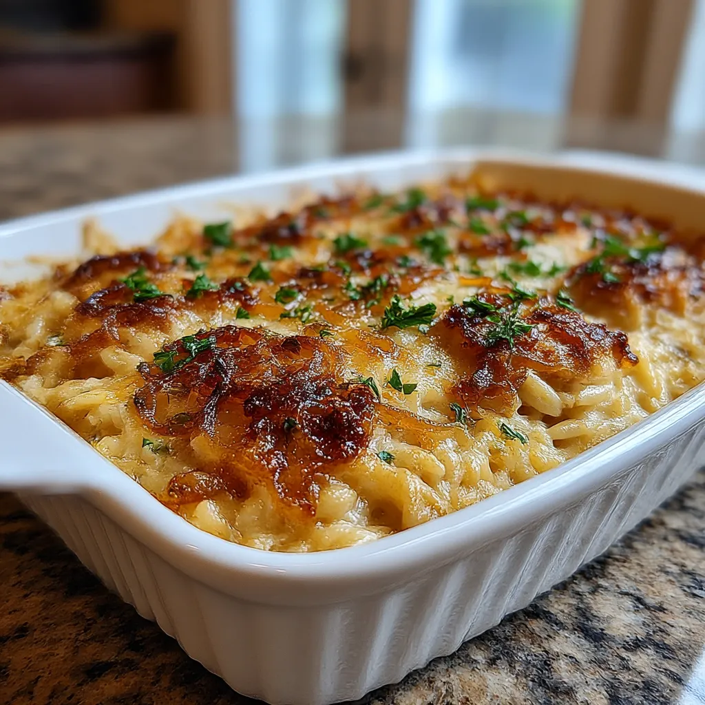 French Onion Chicken Orzo Casserole: 5 Cozy Creamy Easy Win 8 French Onion Chicken Orzo Casserole