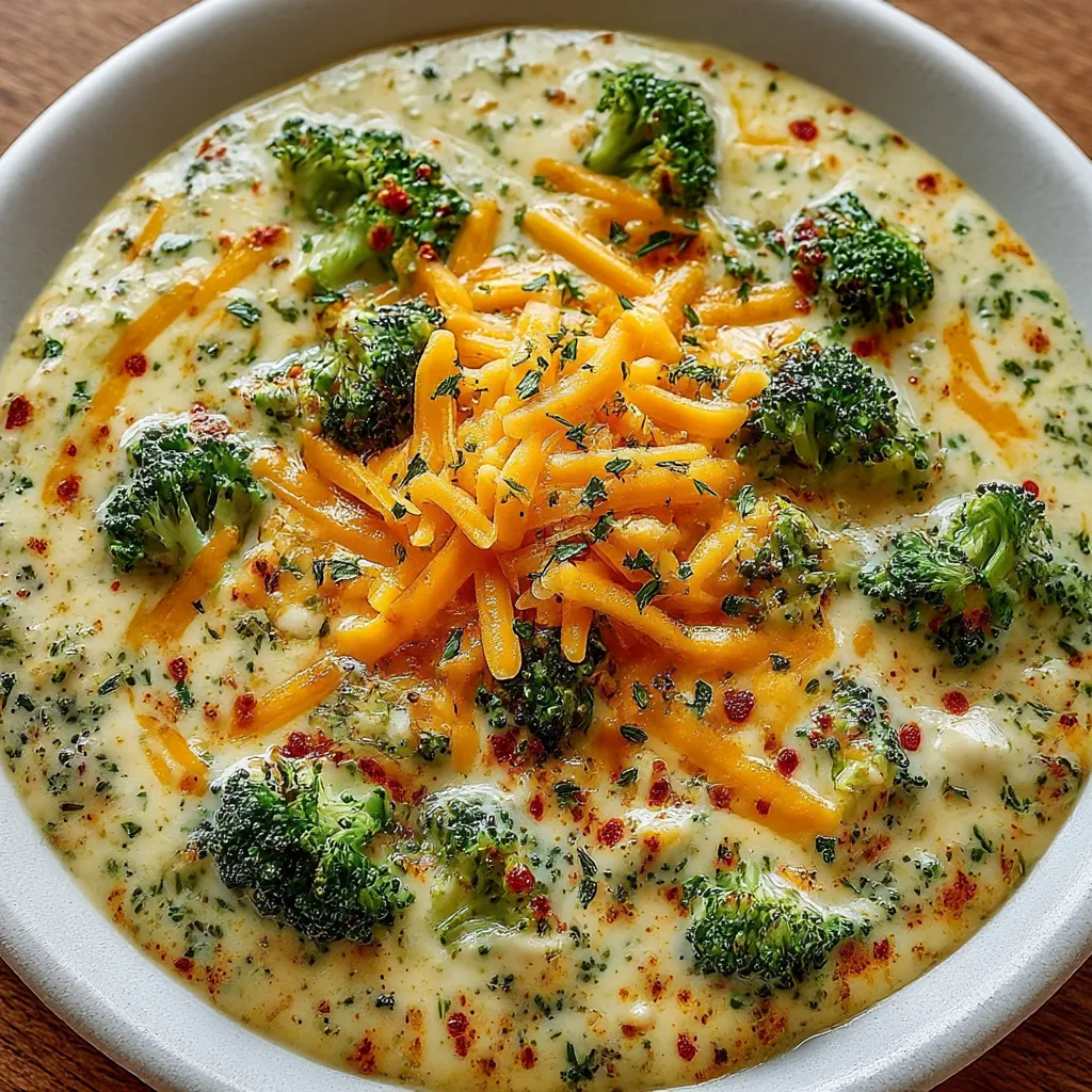 Healthy Broccoli Cheddar Soup is creamy, easy, 4 servings. 6 Healthy Broccoli Cheddar Soup