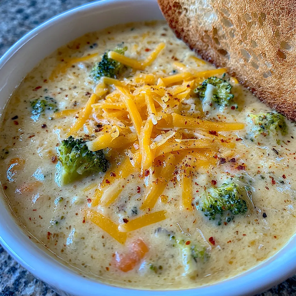 Healthy Broccoli Cheddar Soup is creamy, easy, 4 servings. 7 Healthy Broccoli Cheddar Soup