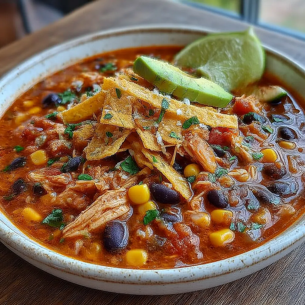 Hearty Crockpot Chicken Tortilla Soup