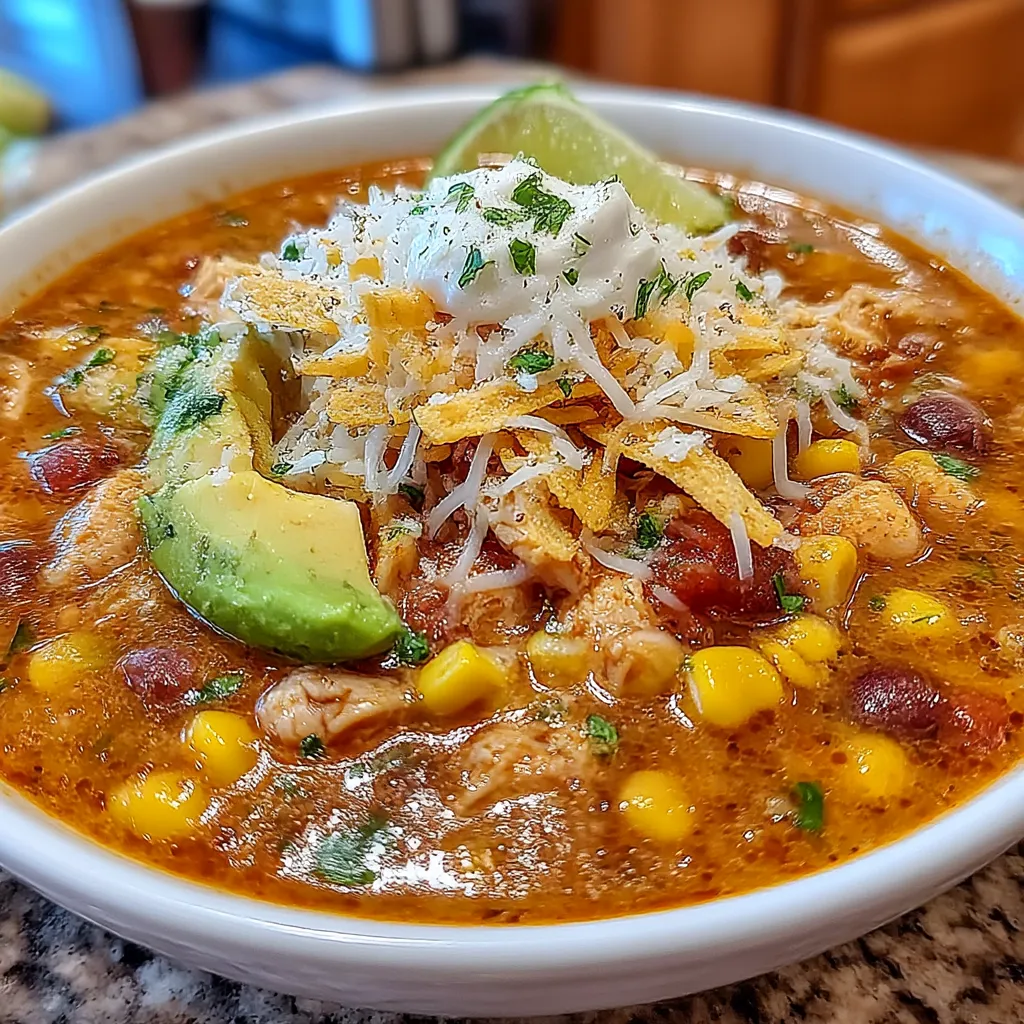Hearty Crockpot Chicken Tortilla Soup