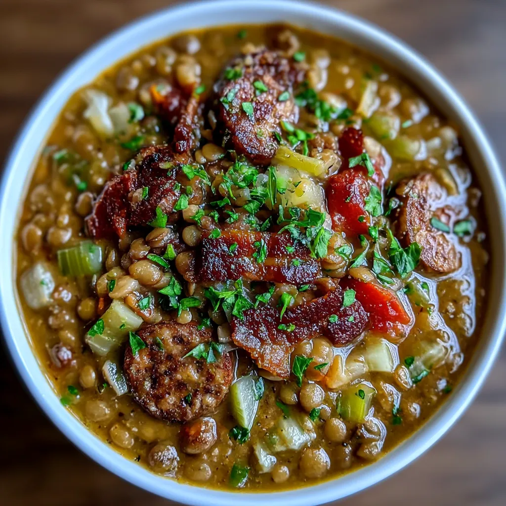 Sausage and Lentil Soup is 5-star cozy, hearty, flavorful. 8 Sausage and Lentil Soup