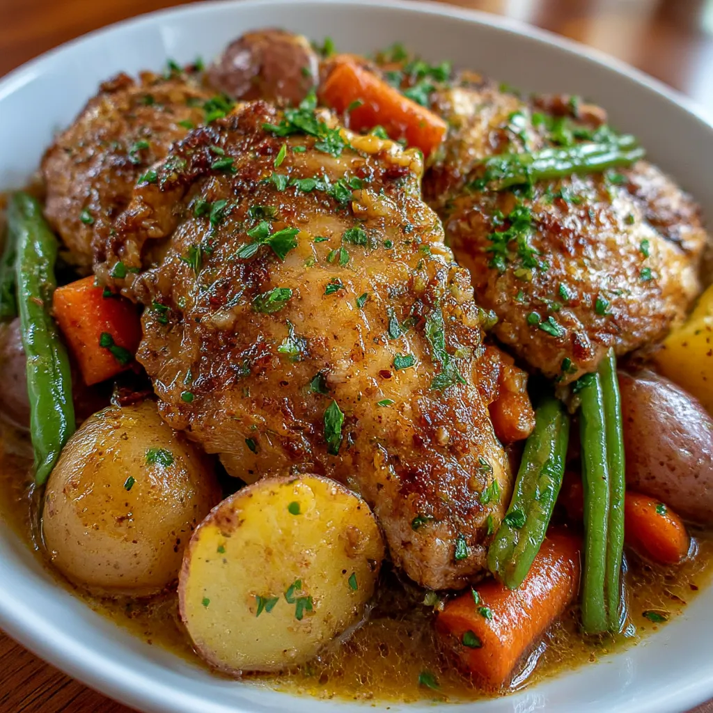 Slow Cooker Garlic Butter Chicken and Veggies