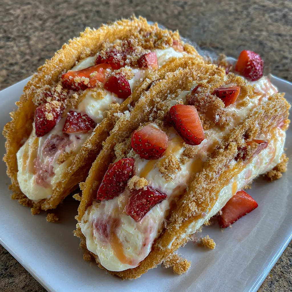 Strawberry Crunch Cheesecake Tacos