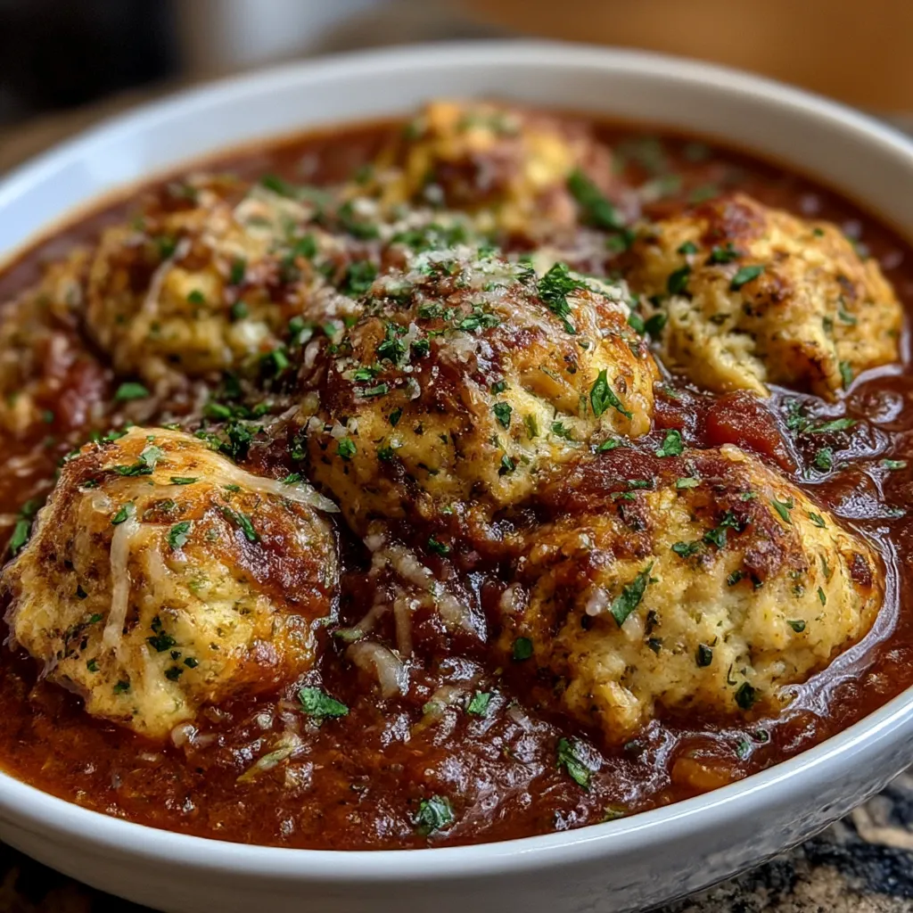 Tomato Soup with Cheddar Bay Dumplings