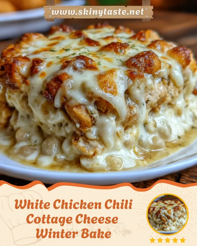 White Chicken Chili Cottage Cheese Winter Bake 6 White Chicken Chili Cottage Cheese Winter Bake When it comes to cold-weather comfort food, nothing delivers warmth, creaminess and protein-packed satisfaction quite like this White Chicken Chili Cottage Cheese Winter Bake. Inspired by classic white chicken chili but reimagined as a hearty, bubbling casserole, this dish layers shredded chicken, mild green chiles, creamy cottage cheese and tender white beans under a golden crown of melted mozzarella. It’s the kind of cozy, family-style winter bake that fills the house with warmth long before it reaches the table. With its rich texture, snowy-white chili base and lightly browned, bubbly top, it’s a dish that looks and tastes like pure comfort. Why You’ll Love This White Chicken Chili Cottage Cheese Winter Bake If you’re craving something easy, nourishing and incredibly satisfying during icy winter weeks, this casserole checks every box. It’s high in protein, simple to assemble and deeply flavorful without being heavy. Perfect for winter nights when you need something warm, creamy and comforting. High-protein profile thanks to chicken, white beans and cottage cheese. Family-friendly flavors with just the right amount of mild chili heat. Affordable staple ingredients available year-round. Bakes in around 20 minutes, making it ideal for weeknights. Great for meal prep — reheats beautifully and holds its structure. Creamy without heavy cream or butter. Naturally gluten-free. Customizable with spices, toppings or add-ins you already have. Matches beautifully with rice, tortillas, roasted vegetables or crusty bread. Ingredients You’ll Need Main Ingredients 2 cups shredded chicken 1 cup cottage cheese 1 can white beans, drained 1/2 cup chicken broth 1/4 cup green chiles 1 tsp cumin 1 tsp garlic powder Salt, pepper 1/2 cup mozzarella Optional Add-Ins & Ingredient Swaps These enhancements allow you to personalize the casserole while keeping the creamy white chili base intact. Use Monterey Jack or Pepper Jack instead of mozzarella for a spicy kick. Add 1/4 cup diced onion for more depth. Stir in 1 tbsp cream cheese for extra richness. Replace green chiles with poblano peppers for a roasted flavor. Use Greek yogurt in place of cottage cheese for a tangier finish. Add a handful of corn for sweetness. Substitute cannellini beans or navy beans for classic white beans. Include chopped spinach or kale for extra nutrients. Mix in smoked paprika to add warmth. For extra heat, add jalapeños or a pinch of cayenne. Step-by-Step Instructions Preheat your oven to 375°F so it’s hot and ready for even browning. In a large bowl, combine the shredded chicken, cottage cheese, white beans, broth, green chiles, cumin, garlic powder, salt and pepper. Mix until everything is well combined and the cottage cheese is evenly distributed through the chili base. Spread the mixture into a lightly greased baking dish, making sure the top is level. Sprinkle mozzarella over the surface, covering it fully for that golden, bubbly finish. Bake for 20–25 minutes or until the cheese is melted and lightly browned. Let the casserole rest for about 5 minutes so it sets and thickens slightly. Serve warm and enjoy with tortillas, rice or your favorite sides. Pro Tips for the Best Results Using pre-cooked rotisserie chicken cuts prep time dramatically. Drain beans well to keep the casserole from becoming too watery. If you want a thicker chili base, reduce the broth to 1/4 cup. Add mozzarella in the last 10 minutes if you prefer a lighter, less browned top. For maximum creaminess, stir cottage cheese before using to smooth curds. Let the bake rest before serving to help layers solidify. Taste the mixture before baking to adjust salt levels. Use freshly shredded cheese for best melting and browning. Bake on the middle rack to avoid over-browning. For extra protein, add an additional 1/2 cup cottage cheese. Serving Suggestions This dish is incredibly versatile, making it perfect for weeknight dinners, meal prep or cozy winter gatherings. Here are ways to serve it: Spoon over fluffy rice for a chili-bowl feel. Serve with warm flour or corn tortillas. Pair with a light winter salad like citrus kale or spinach pomegranate. Add a side of roasted vegetables such as carrots, broccoli or Brussels sprouts. Serve topped with avocado slices, cilantro, or a drizzle of lime crema. Scoop into baked potatoes for a hearty, portable meal. Enjoy with crusty bread to soak up the creamy chili base. Creative Variations to Try Spicy Southwest Version Add jalapeños, chili flakes and Pepper Jack cheese for a punch of heat. Creamy Ranch Version Stir 1 tablespoon of ranch seasoning into the mixture before baking. Green Goddess Winter Bake Add spinach, parsley, basil and a squeeze of lemon for a fresh herbal twist. Protein-Packed Cottage Cheese Boost Increase cottage cheese to 1½ cups and reduce broth for an ultra-thick, protein-rich bake. Slow Cooker Variation Combine ingredients in a slow cooker and cook on low for 4–5 hours, then broil mozzarella on top before serving. Storage and Reheating Guide This winter bake stores incredibly well without losing its creamy texture. Refrigeration Store leftovers in an airtight container for up to 4 days. The flavors continue to deepen over time. Freezing Freeze portions in freezer-safe containers for up to 3 months. Thaw overnight in the refrigerator before reheating. Reheating Tips Oven: Warm at 350°F for 12–15 minutes for best texture. Toaster Oven: Ideal for reheating single servings. Skillet: Heat on low with a splash of broth to maintain creaminess. Microwave: Heat in 30-second bursts, stirring occasionally. The Secret Behind the Creamy Texture One of the standout features of this recipe is how cottage cheese transforms in the oven. It melts into the broth and green chiles, distributing tiny creamy pockets throughout the dish. This gives the casserole its signature velvety texture, especially visible as the cheese stretches and bubbles across the surface. White beans help create structure while still keeping things soft and comforting. The mild heat from green chiles rounds everything out, making every bite cozy and satisfying. Making It a Weekly Meal Prep Staple With its high protein count and simple ingredient list, this dish fits easily into meal prep plans. Divide the baked casserole into individual containers, pair with rice or veggies, and refrigerate for quick lunches. It reheats beautifully and maintains its creamy consistency even days later. Because it’s naturally gluten-free and balanced with protein, carbs and healthy fat, it works well for families, athletes and anyone craving nutrient-dense comfort food. White Chicken Chili Cottage Cheese Winter Bake FAQs Can I make this recipe ahead of time? Yes, assemble the casserole up to 24 hours ahead, refrigerate, then bake when ready. Can I use low-fat cottage cheese? Absolutely — low-fat or even fat-free cottage cheese works well and still melts smoothly in the bake. What if I want more spice? Add diced jalapeños, cayenne pepper or switch mozzarella to Pepper Jack. Can I use canned chicken? Yes, canned chicken works in a pinch. Drain it well before mixing. Can I double the recipe? Easily. Use a larger casserole dish and extend bake time by 5–10 minutes. Final Thoughts This White Chicken Chili Cottage Cheese Winter Bake is one of those rare casseroles that manages to be creamy and comforting while still feeling light enough for everyday dinners. It brings together winter flavors, nourishing protein and a crave-worthy texture that feels like a warm blanket in every bite. Whether you’re feeding a family, prepping meals for the week or simply craving something cozy on a cold night, this bake is one you’ll return to again and again.