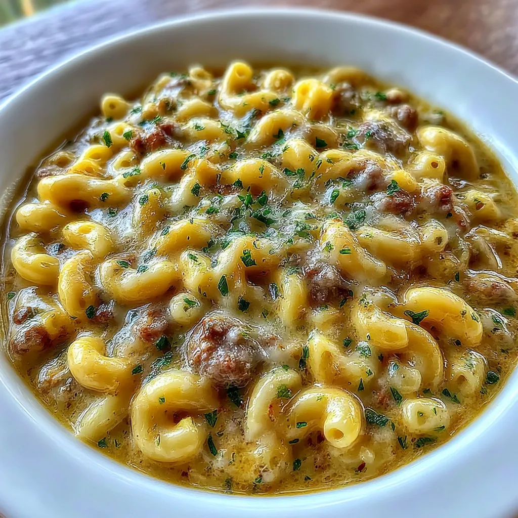 mac and cheese burger soup