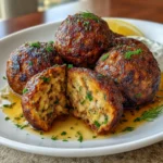 Baked Greek Lentil Meatballs with Tzatziki
