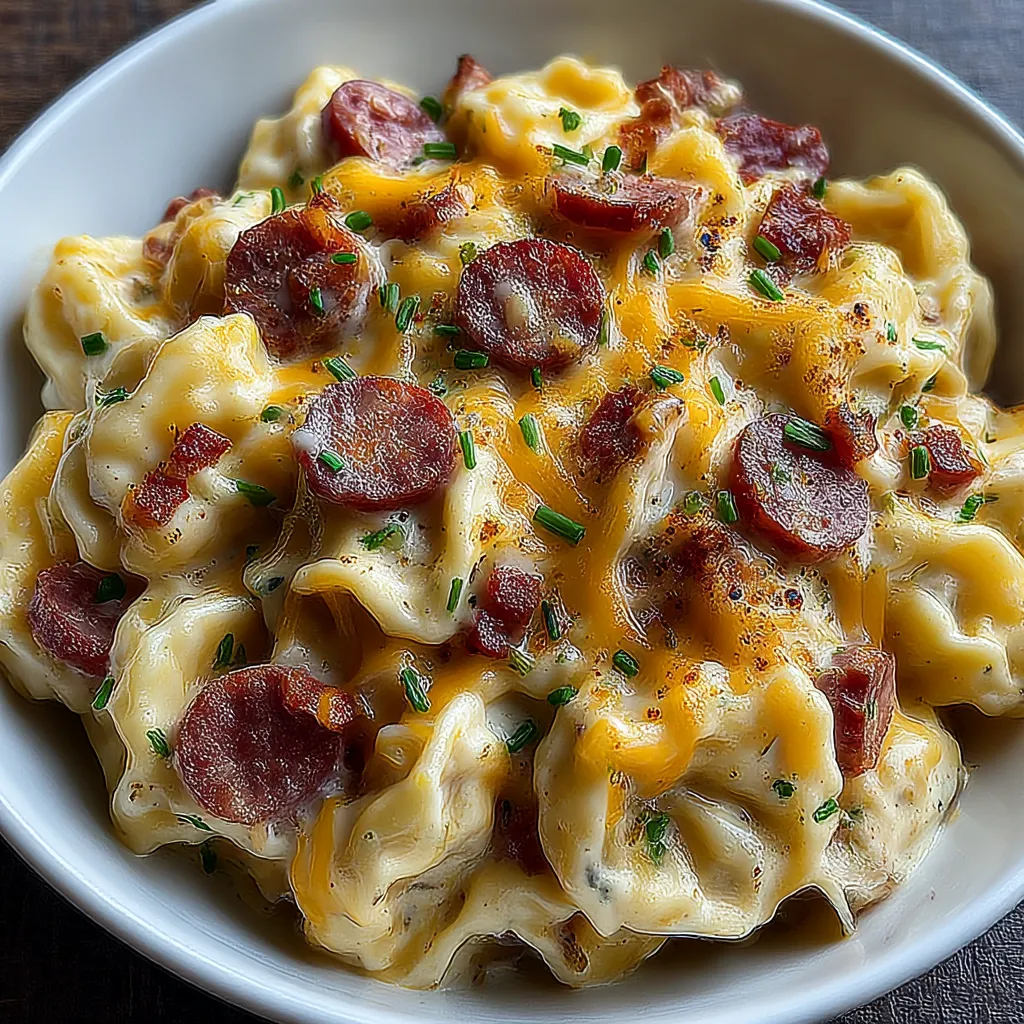 Creamy Crockpot Pierogi Casserole With Kielbasa