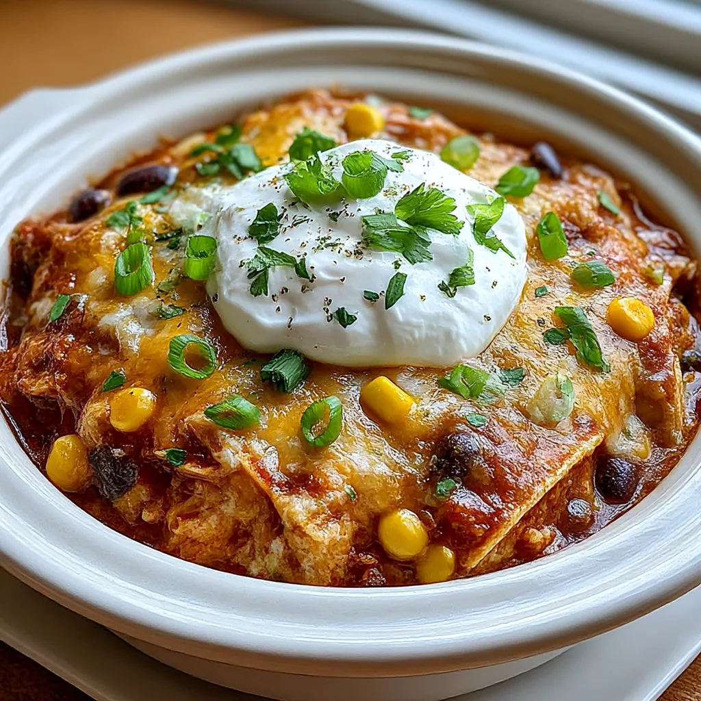 Crockpot Chicken Enchilada Casserole