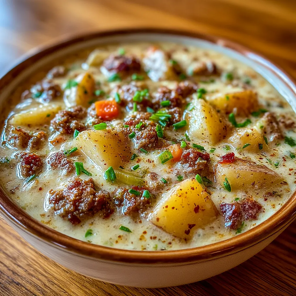 Crockpot Creamy Potato and Hamburger Soup