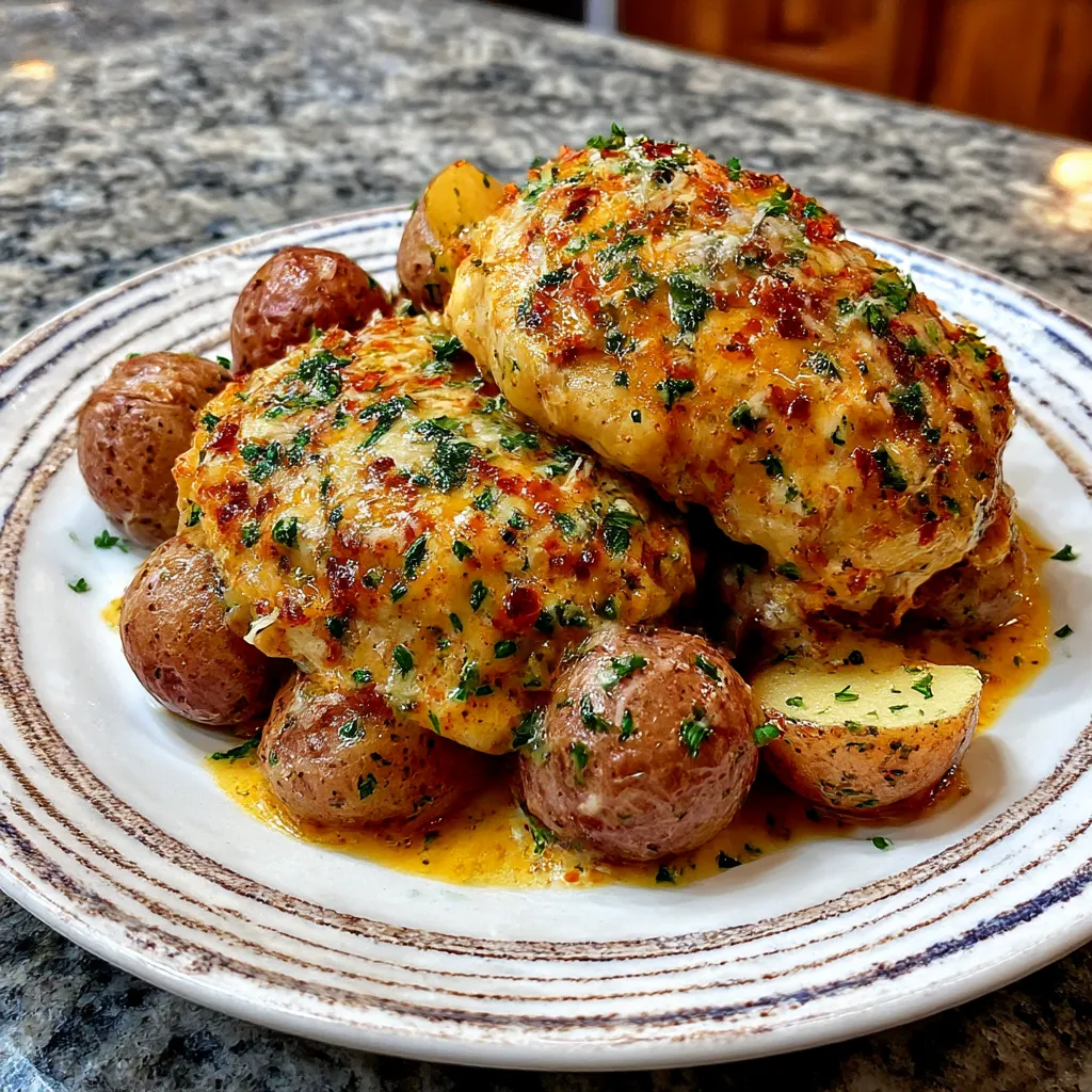 Garlic Parmesan Crockpot Chicken and Potatoes