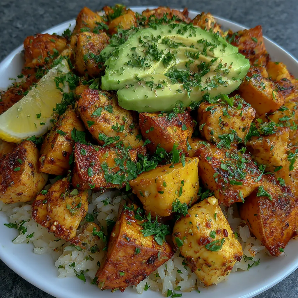 Healthy Chicken and Sweet Potato Rice Bowl