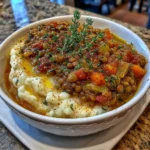 Lentil Stew Over Mashed Potatoes